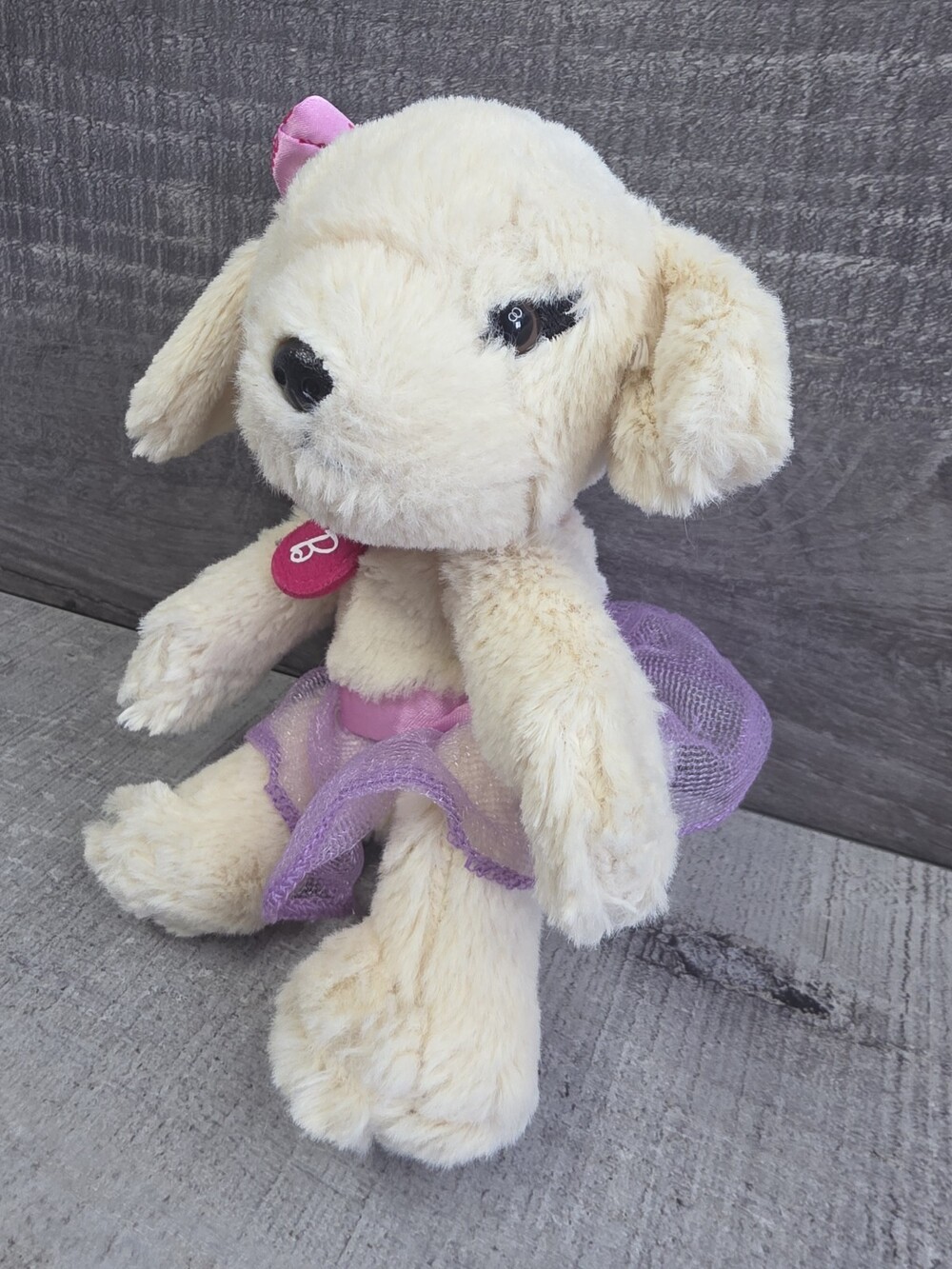 Barbie Poodle Puppy Dog Plush Lovey Mattel Tutu Ballerina Pink Stuffed g61